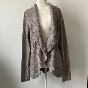Karen Scott Open Front Brown Long Sleeve Knit Cardigan